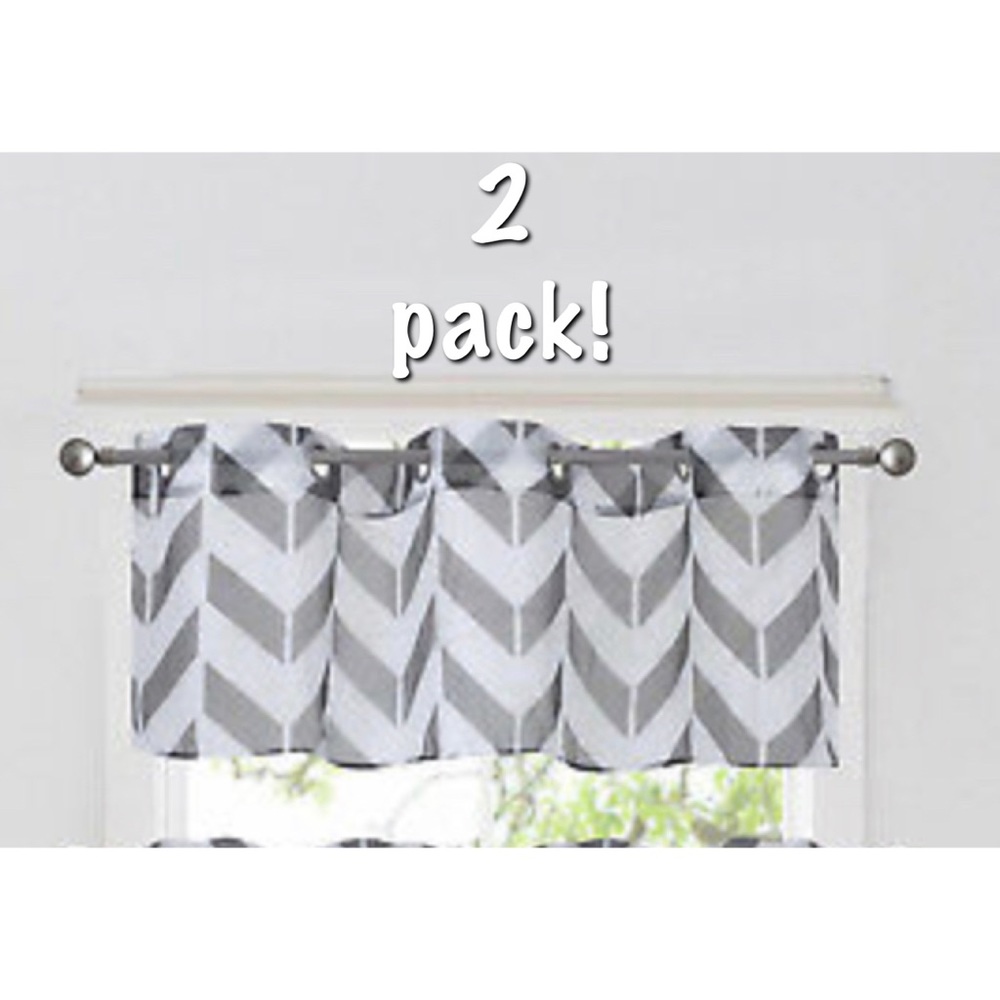 Two Grommet top Chevron Zigzag Gray Valance